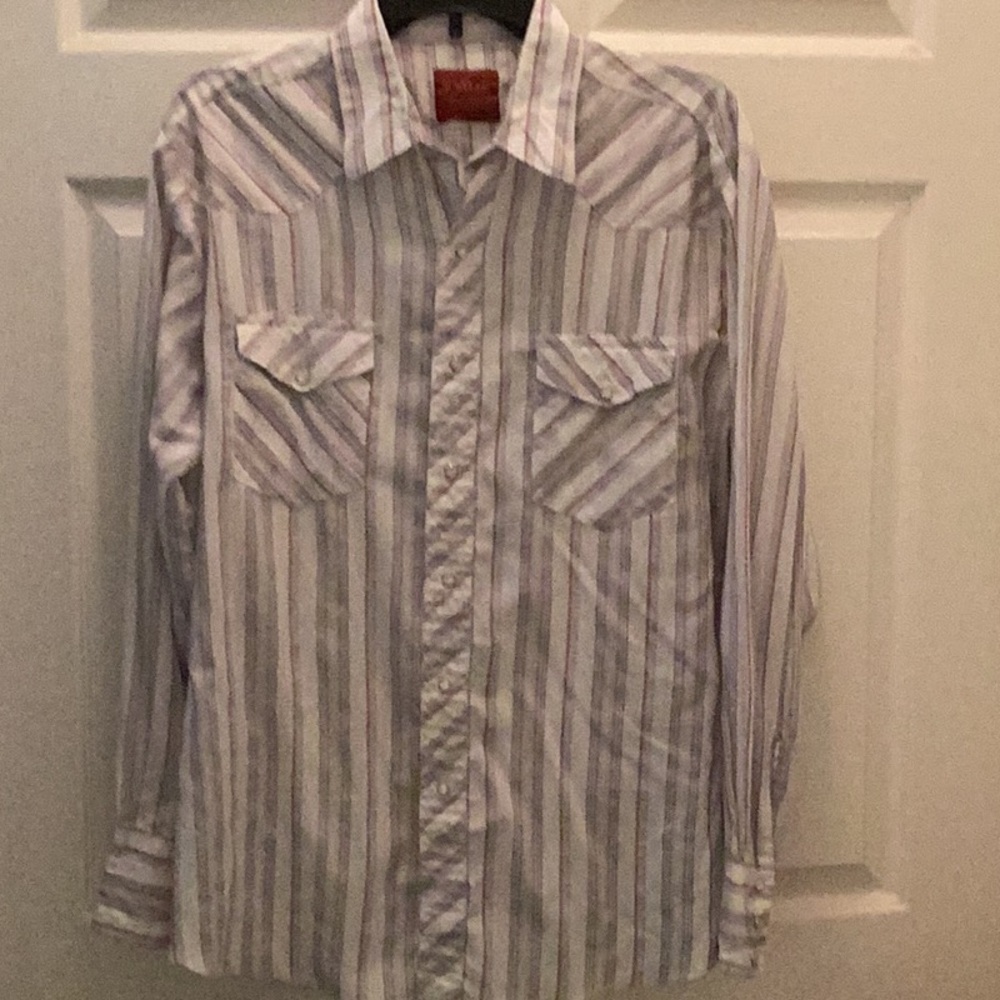 🤠Rustler Ranchwear Pearl Snap button Up~Size Large ~Fun Western~Shirt 🤠
